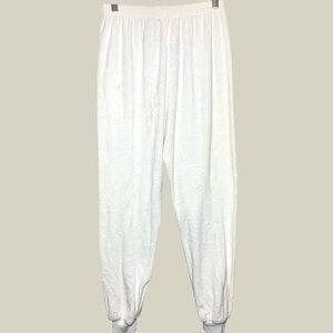 Vintage 80s White Terry Cloth Jogger Pants Sz M Pull on Relaxed Fit